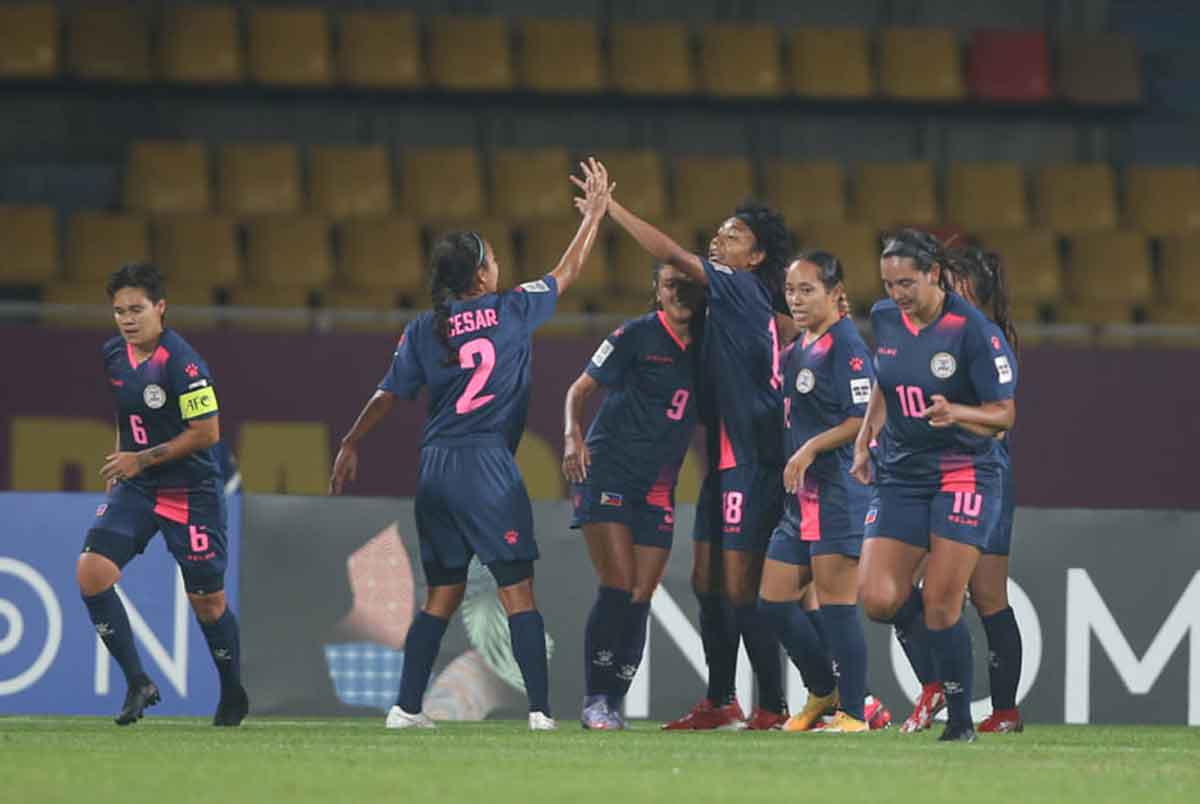 Malditas during their match against Indonesia in 2022 AFC Women's Asian Cup