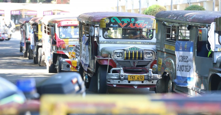 Philippine jeepneys on the road.