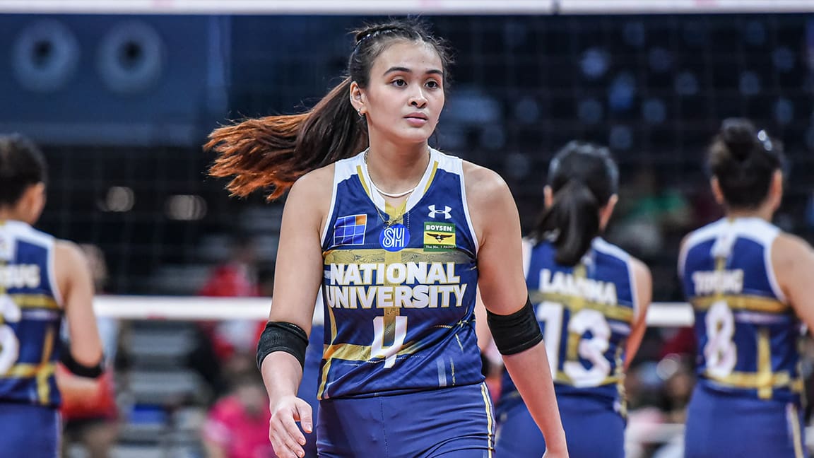 Mhicaela Belen in her NU jersey versus UE in UAAP Season 86 women's volleyball tournament.