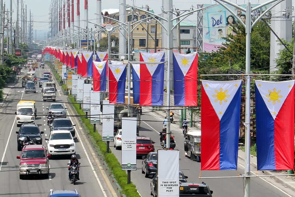 Philippine flags along the highway