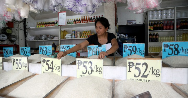 Rice prices in the market.